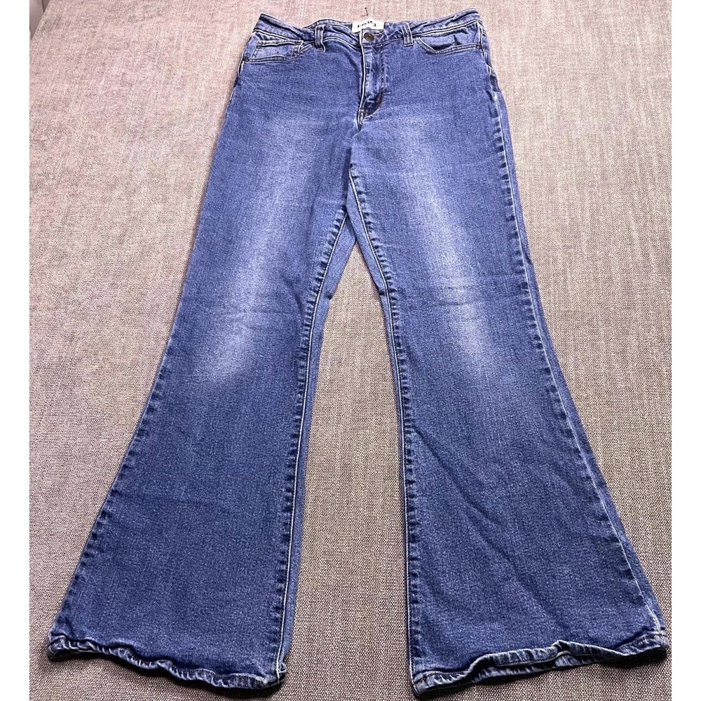 RSQ Low Rise Flare Jeans Womens 31 Blue Denim Medium Wash Gorpcore Academia Surf